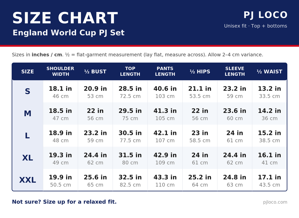 England World Cup PJ Set