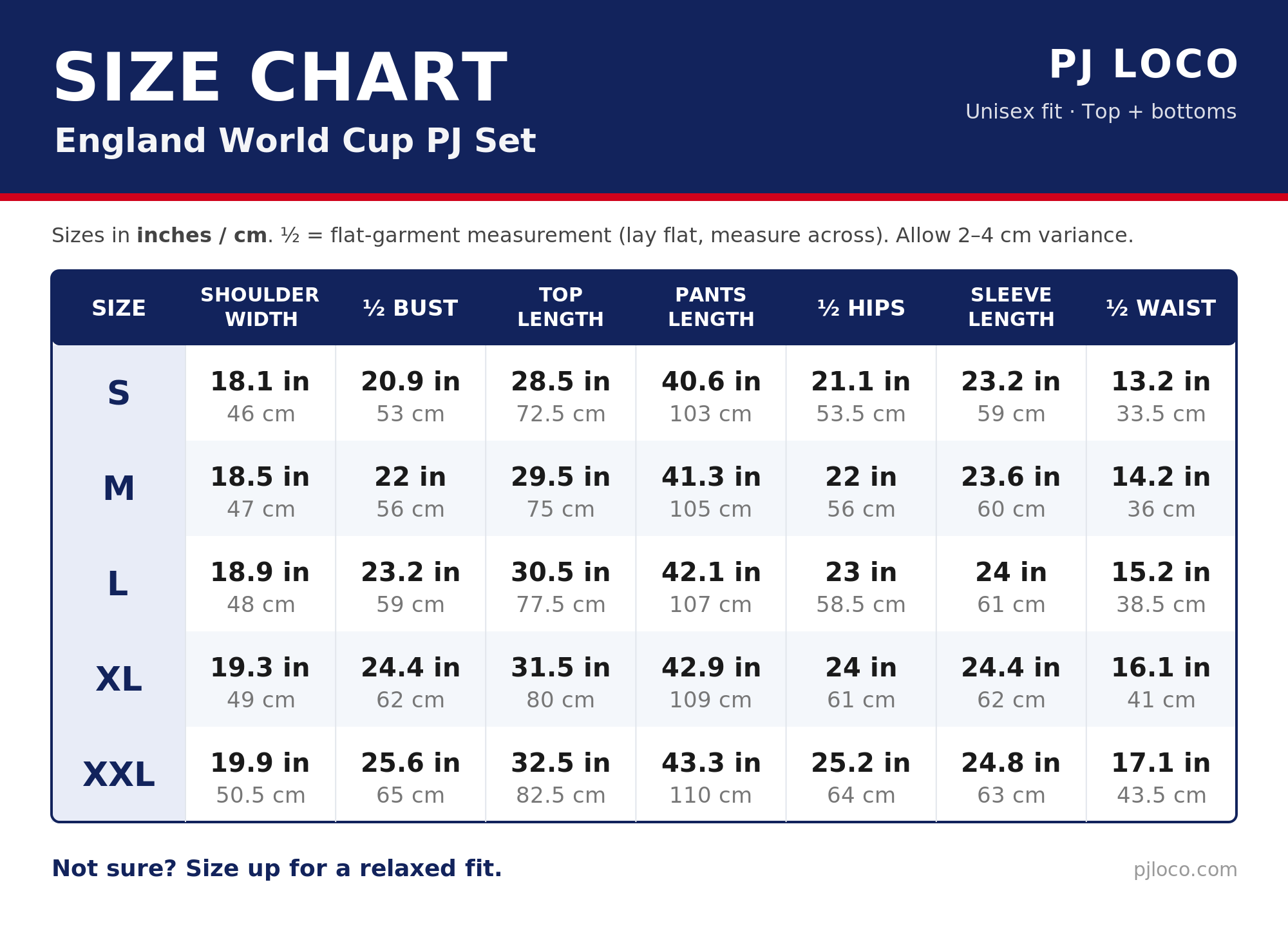 England World Cup PJ Set