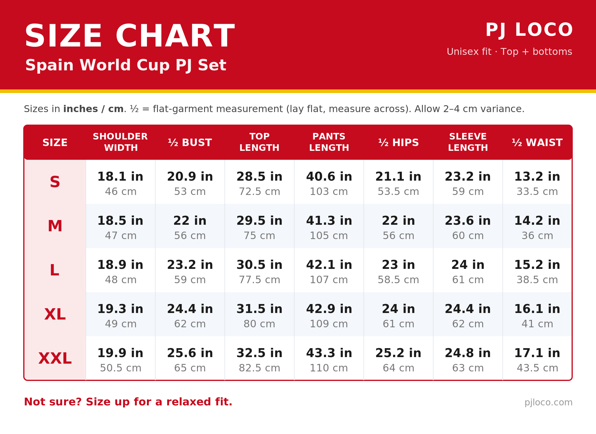 Spain World Cup PJ Set